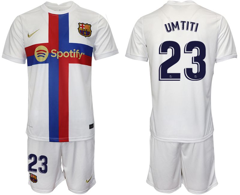 Men 2022-2023 Club Barcelona white away #23 Soccer Jersey->barcelona jersey->Soccer Club Jersey